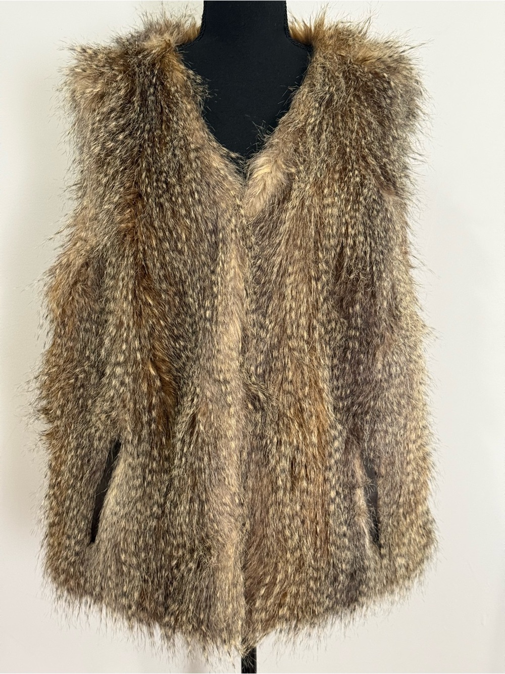 Lane Bryant 18/20 Faux Fur Vest in Brown - Women's Cozy Layer w Pockets 838